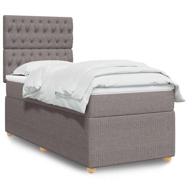 vidaXL Sommier &agrave; lattes de lit avec matelas Taupe 100x200 cm Tissu
