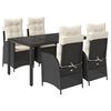 vidaXL Ensemble &agrave; manger de jardin coussins 5pcs Noir R&eacute;sine tress&eacute;e