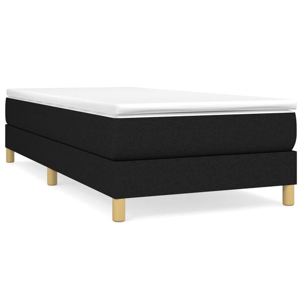 vidaXL Sommier &agrave; lattes de lit avec matelas Noir 90x190 cm Tissu