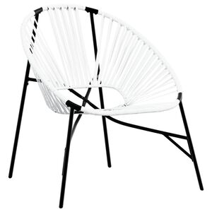 vidaXL Chaise &oelig;uf de jardin noir et blanc r&eacute;sine tress&eacute;e