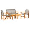 vidaXL Salon de jardin 5 pcs gris r&eacute;sine tress&eacute;e et bois d'acacia