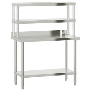 vidaXL Table de travail de cuisine avec &eacute;tag&egrave;re 110x55x150 cm inox