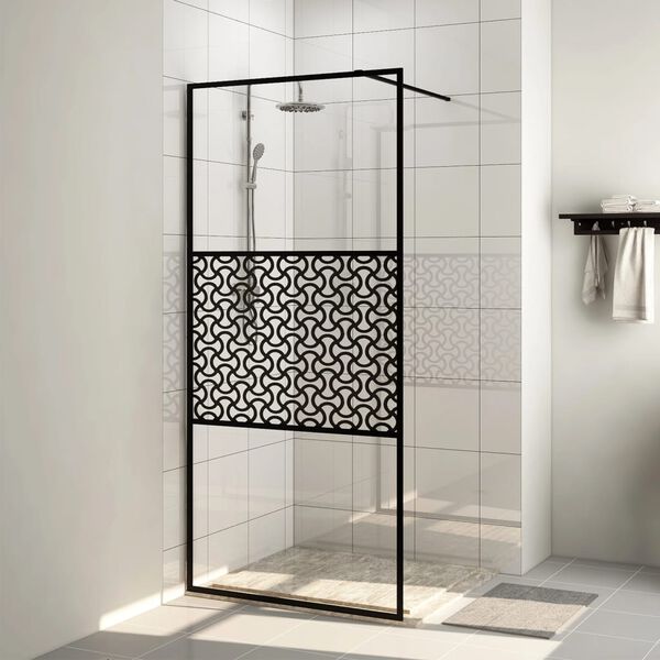 vidaXL Paroi de douche avec verre ESG transparent 80x195 cm Noir