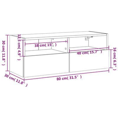 vidaXL Meuble TV mural noir 80x30x30 cm bois d'ingénierie