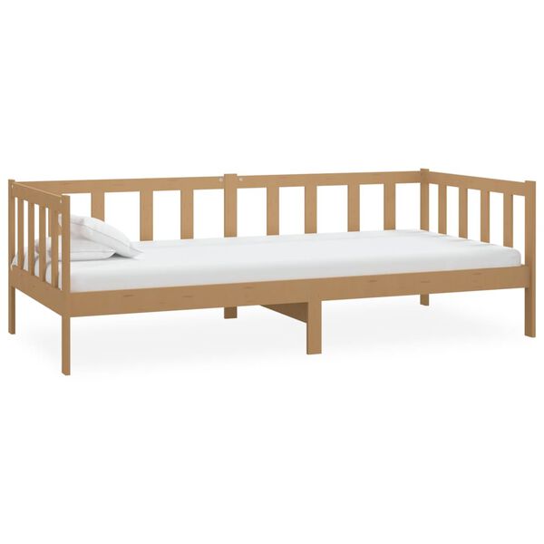 vidaXL Lit de repos et matelas 90x200cm Marron miel Bois de pin massif