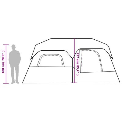 vidaXL Tente de camping avec lumière LED 9 personnes bleu clair