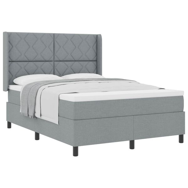 vidaXL Lit &agrave; ressorts avec matelas Gris clair 140 x 200 cm tissu