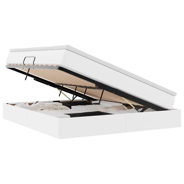 vidaXL Lit avec rangement et matelas Blanc 160 x 200 cm Simili cuir