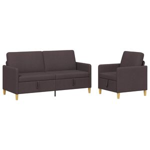 vidaXL Canap&eacute; avec rangement 2 pc Marron fonc&eacute; Polyester