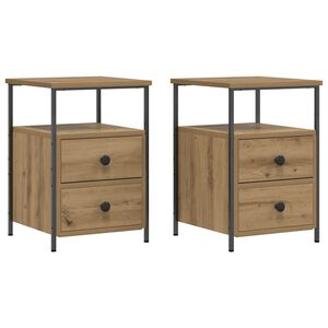 vidaXL Tables de chevet 2 pcs ch&ecirc;ne artisanal bois d'ing&eacute;nierie