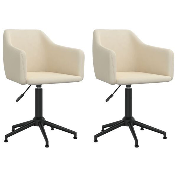 vidaXL Chaises pivotantes &agrave; manger lot de 2 Cr&egrave;me Velours