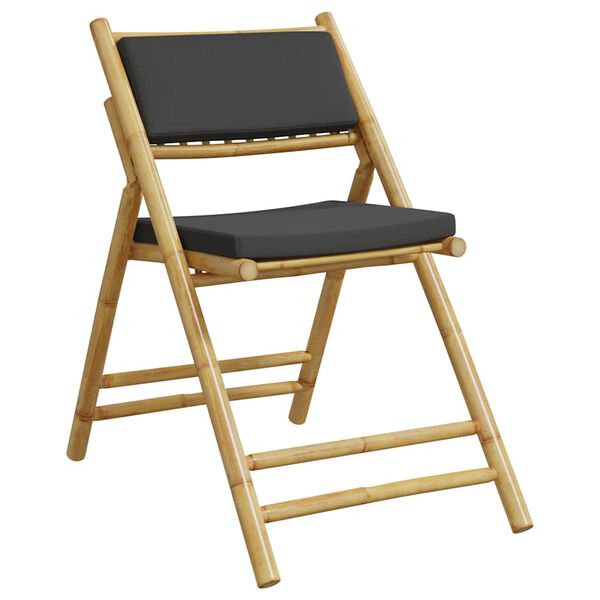 vidaXL Chaises de bistro pliantes lot de 6 coussins gris fonc&eacute; bambou