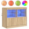 vidaXL Buffet avec lumi&egrave;res LED ch&ecirc;ne sonoma 81x37x67 cm