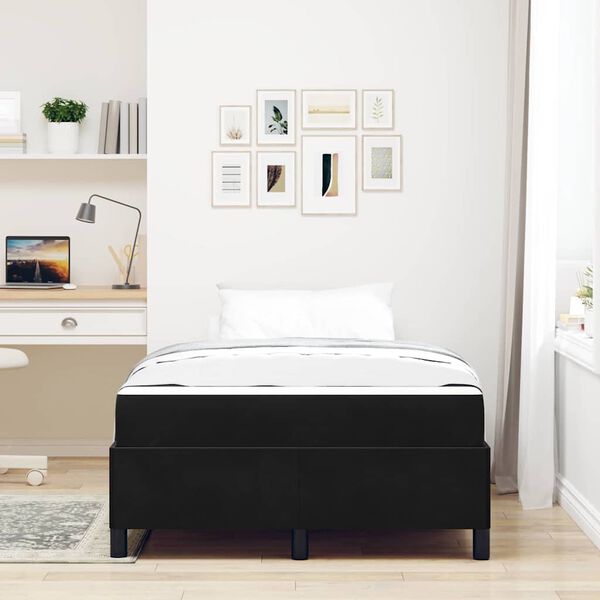 vidaXL Cadre de lit avec matelas Noir 120 x 190 cm tissu
