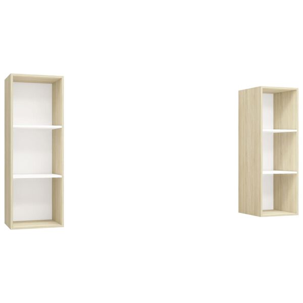 vidaXL Meubles TV muraux 2 pcs Blanc et ch&ecirc;ne sonoma Bois d'ing&eacute;nierie