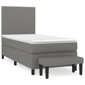 vidaXL Sommier &agrave; lattes de lit avec matelas Gris fonc&eacute; 100x200cm Tissu