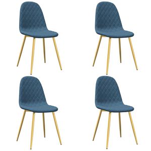 vidaXL Chaises &agrave; manger lot de 4 Bleu Velours