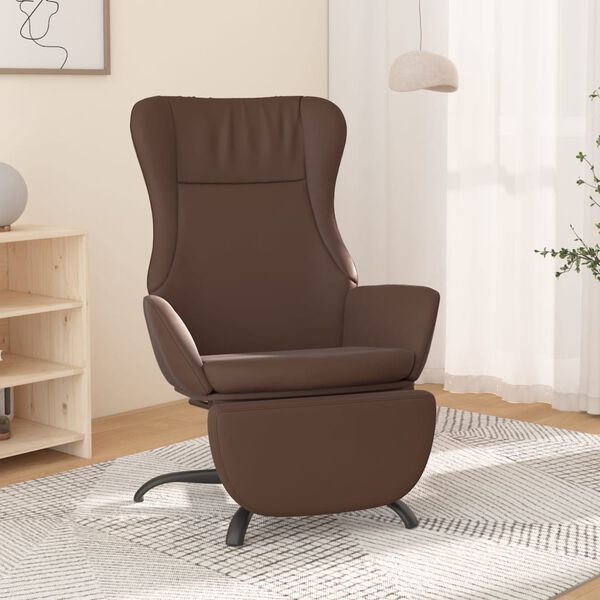 vidaXL Chaise de relaxation et repose-pied Marron brillant Similicuir