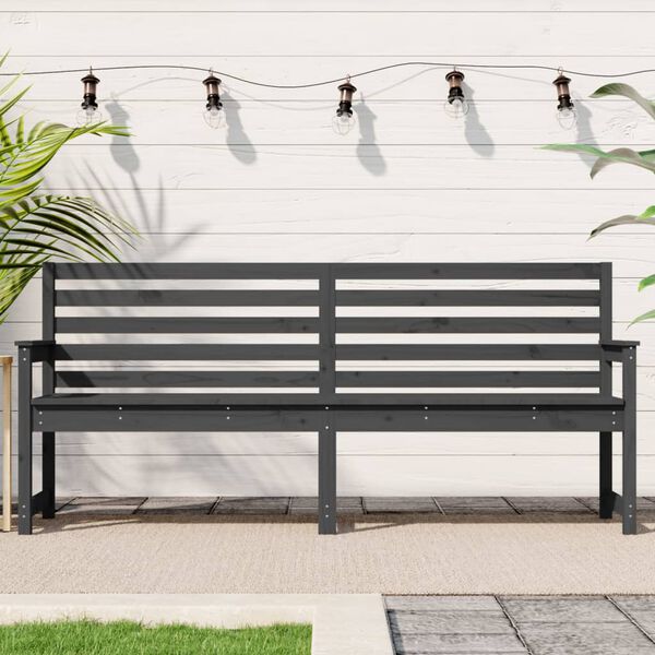 vidaXL Banc de jardin gris 203,5x48x91,5 cm bois massif de pin