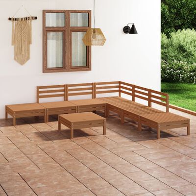 vidaXL Salon de jardin 8 pcs Bois de pin massif Marron miel