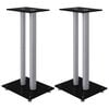 vidaXL Supports de haut-parleurs 2 pcs noir/argent&eacute; 2 piliers