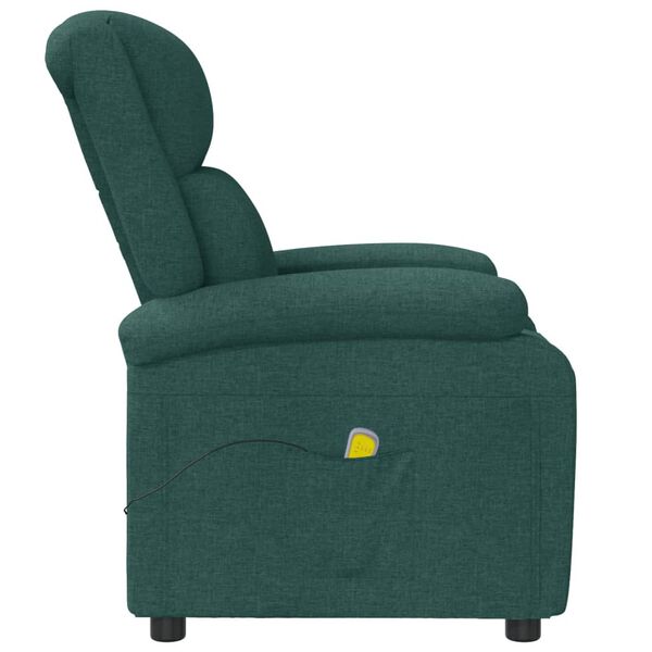 vidaXL Fauteuil de massage Vert fonc&eacute; Tissu