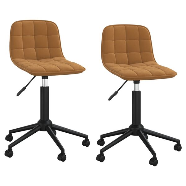 vidaXL Chaises pivotantes &agrave; manger lot de 2 marron velours