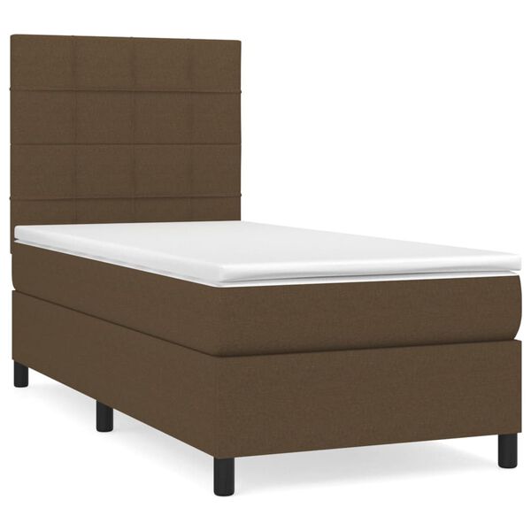 vidaXL Sommier &agrave; lattes de lit avec matelas Marron fonc&eacute; 90x200 cm