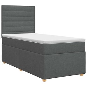 vidaXL Lit boxspring avec matelas Gris fonc&eacute; 80 x 200 cm Tissu