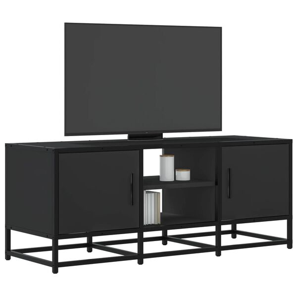 vidaXL Meuble TV noir 100x35x41 cm bois d'ing&eacute;nierie et m&eacute;tal