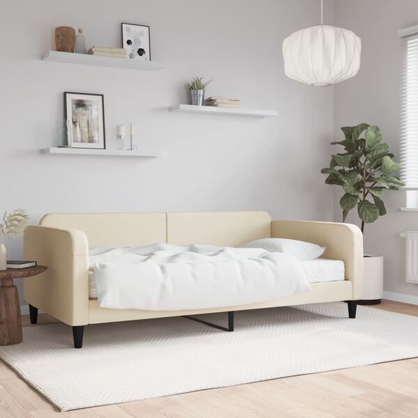 vidaXL Lit de jour avec matelas cr&egrave;me 80x200 cm tissu