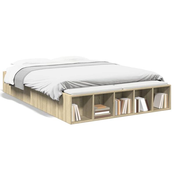 vidaXL Cadre de lit sans matelas ch&ecirc;ne sonoma 140x190 cm