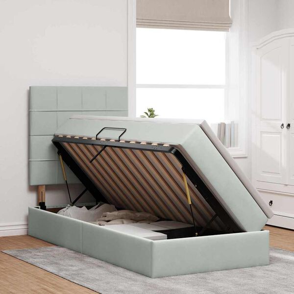 vidaXL Lit avec rangement et LED Gris clair 100 x 200 cm Velours