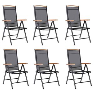 vidaXL Chaises de jardin pliables lot de 6 Textil&egrave;ne Noir