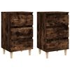 vidaXL Tables de chevet et pieds en bois 2 pcs Ch&ecirc;ne fum&eacute; 40x35x69 cm