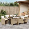 vidaXL Ensemble de salle &agrave; manger pour jardin 9 pcs Beige polyrotin