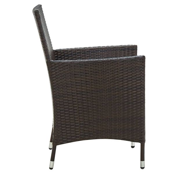 vidaXL Chaises de jardin avec coussins lot de 4 R&eacute;sine tress&eacute;e Marron
