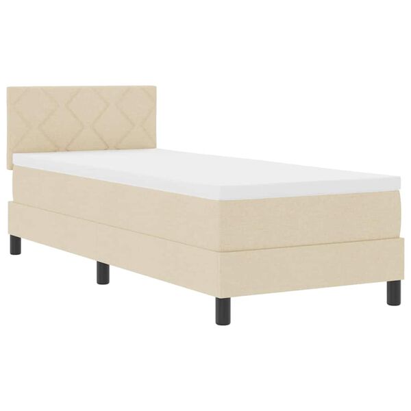vidaXL Lit &agrave; ressorts avec matelas avec LED Cr&egrave;me 80 x 200 cm tissu