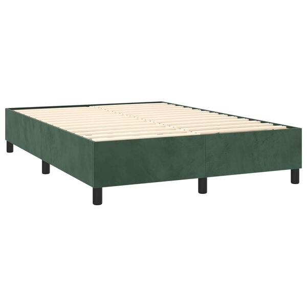 vidaXL Sommier &agrave; lattes de lit et matelas Vert fonc&eacute; 140x200cm Velours