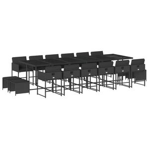 vidaXL Ensemble &agrave; manger de jardin 17 pcs coussins noir r&eacute;sine tress&eacute;e