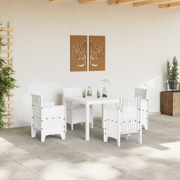 vidaXL Table de jardin pour repas Blanc 100 x 100 x 73 cm polyrotin