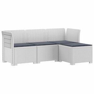 vidaXL Canap&eacute; de jardin 4 places avec coussins style rotin PP Blanc