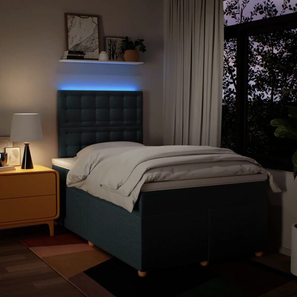 vidaXL Sommier &agrave; lattes de lit avec matelas Bleu 120x200 cm Tissu