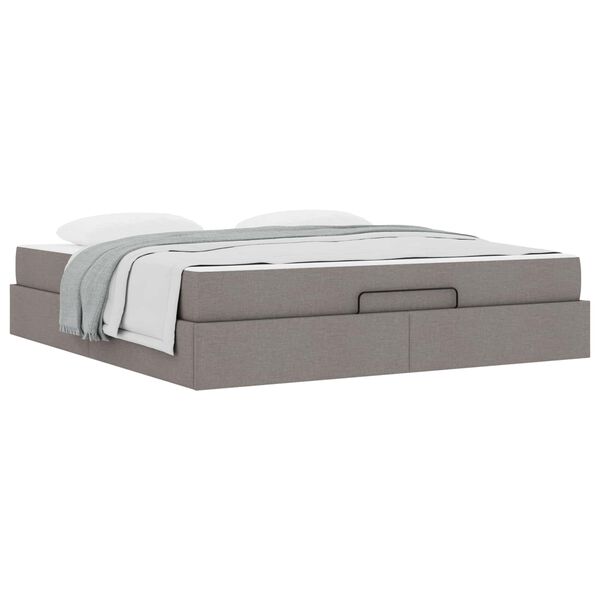 vidaXL Cadre de lit avec matelas avec matelas 2 pcs Taupe tissu