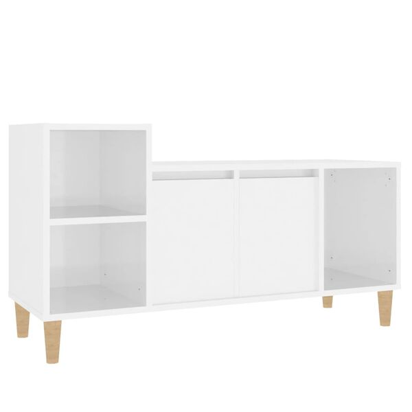 vidaXL Meuble TV Blanc brillant 100x35x55 cm Bois d'ingénierie