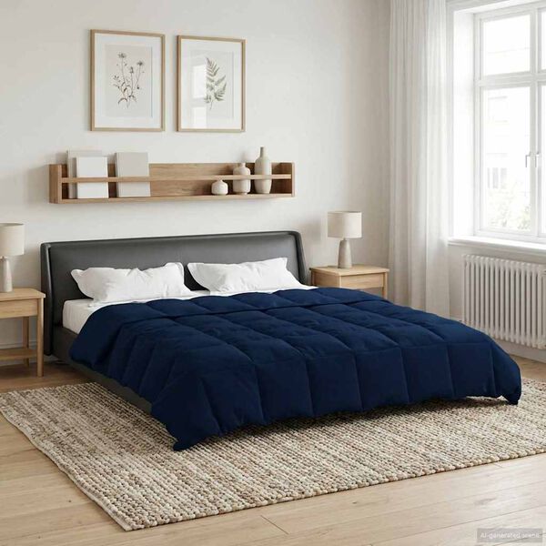 vidaXL Duvet d'&eacute;t&eacute; simple Matelass&eacute; Bleu fonc&eacute; 200 x 220 cm Microfibre