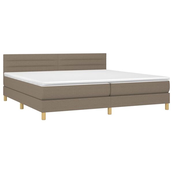 vidaXL Sommier &agrave; lattes de lit et matelas et LED Taupe 200x200cm Tissu