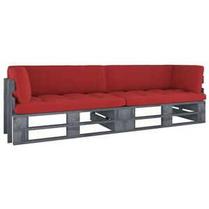 vidaXL Canap&eacute; palette 2 places avec coussins Pin impr&eacute;gn&eacute; de gris