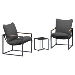 vidaXL Ensemble de canap&eacute; de jardin 3 pc Noir et anthracite Acier