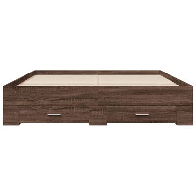 vidaXL Cadre de lit et tiroirs chêne marron 160x200 cm bois ingénierie